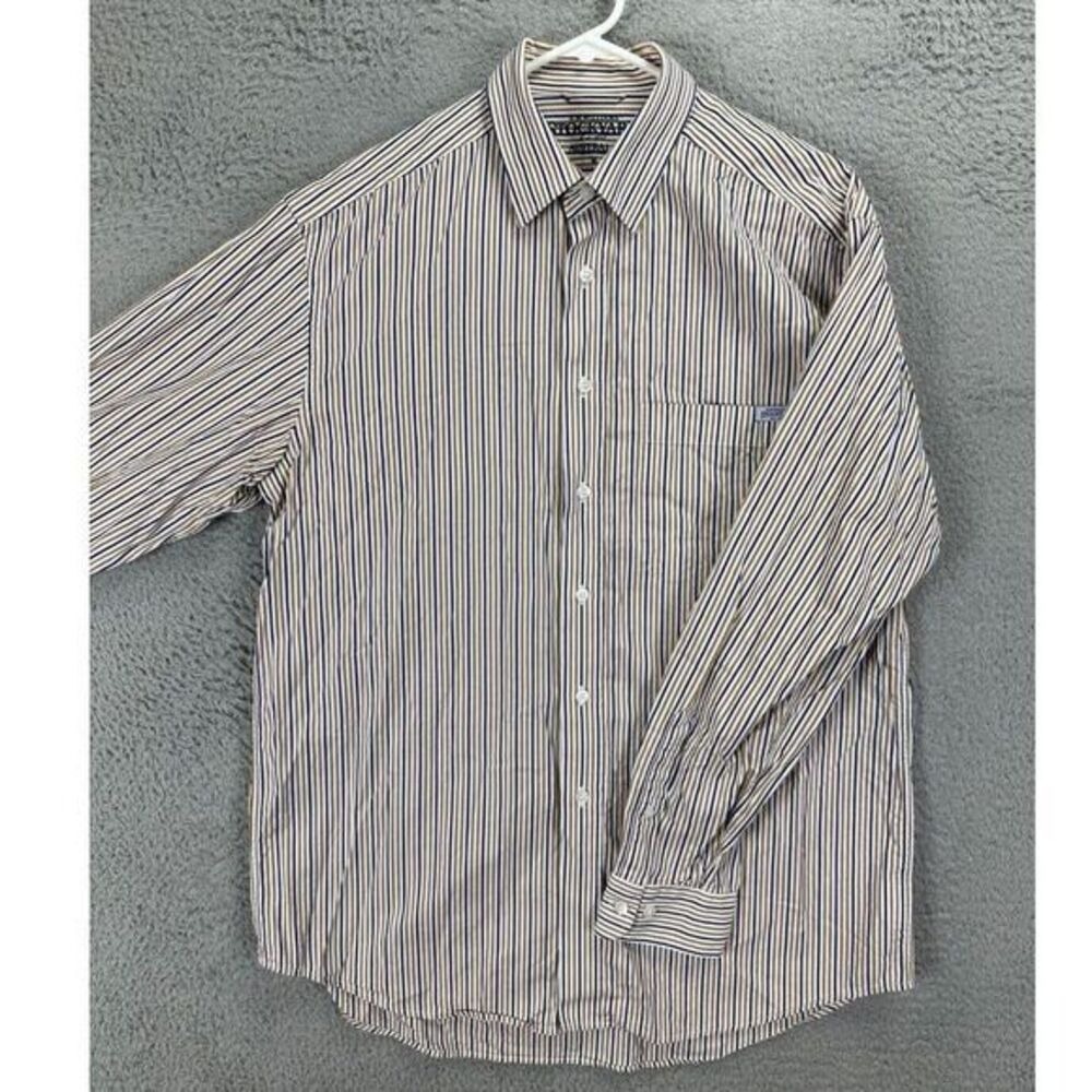 R.M. Williams Stockyard Button Up Shirt Adult Medium Tan Striped Regular Fit Men